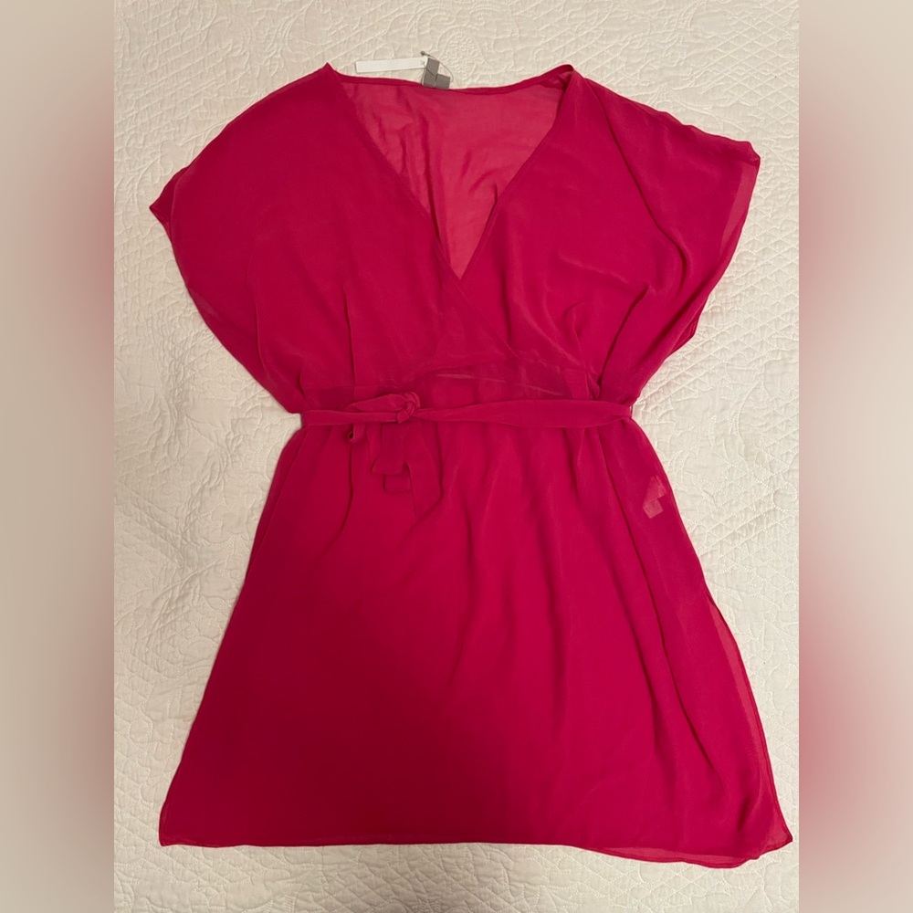 ASOS Curve Fuchsia Sheer Wrap Coverup. - Picture 9 of 9